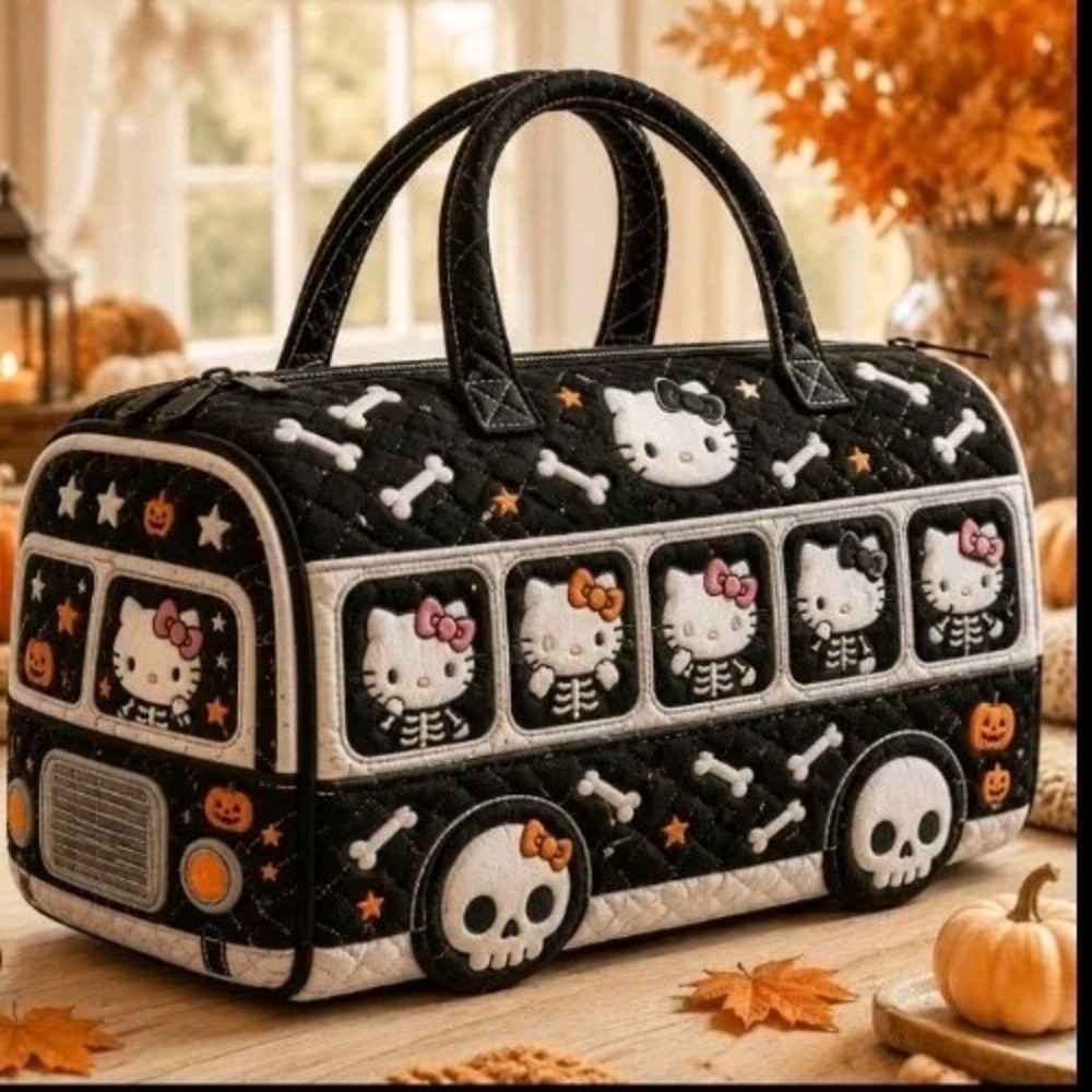 New Sanrio Hello Kitty Halloween Mini Duffle Bag School Bus Shape 3D Printed